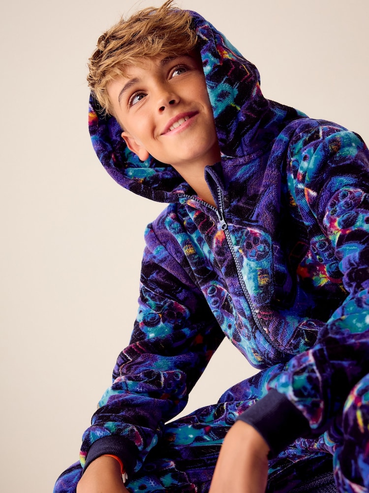 Blue Gamer All-In-One Fleece Pyjamas (3-16yrs) - Image 5 of 9
