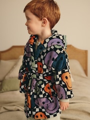 Multi Checkerboard Happy Face Fleece Robe (9mths-10yrs) - Image 1 of 7