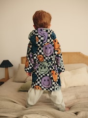 Multi Checkerboard Happy Face Fleece Robe (9mths-10yrs) - Image 3 of 7