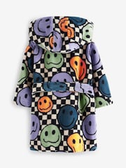 Multi Checkerboard Happy Face Fleece Robe (9mths-10yrs) - Image 5 of 7