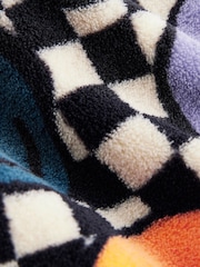 Multi Checkerboard Happy Face Fleece Robe (9mths-10yrs) - Image 7 of 7