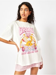 Skinnydip Grow Up Oversized 100% Cotton White T-Shirt - Image 1 of 4