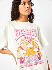 Skinnydip Grow Up Oversized 100% Cotton White T-Shirt - Image 4 of 4
