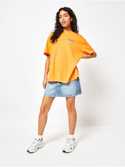 Skinnydip Orange Pace Yourself Oversized 100% Cotton T-Shirt - Image 2 of 4