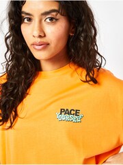 Skinnydip Orange Pace Yourself Oversized 100% Cotton T-Shirt - Image 4 of 4