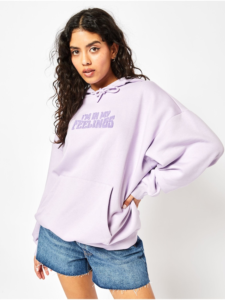 In My Feelings Lilac Oversized Hoodie - Image 2 of 4 In My Feelings Lilac Oversized Hoodie - Image 2 of 4