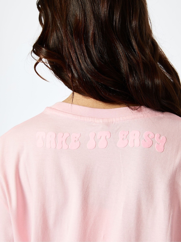 Take it Easy Oversized Pink T-Shirt - Image 4 of 4