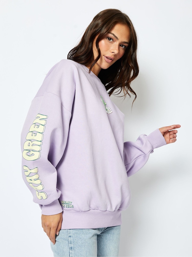 Bluza Disney w kolorze liliowym z motywem Kermit The Frog - Image 3 of 5
