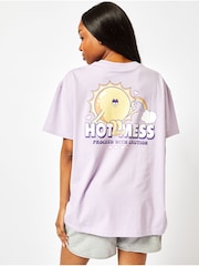 Hot Mess Oversized Lilac T-Shirt - Image 1 of 4