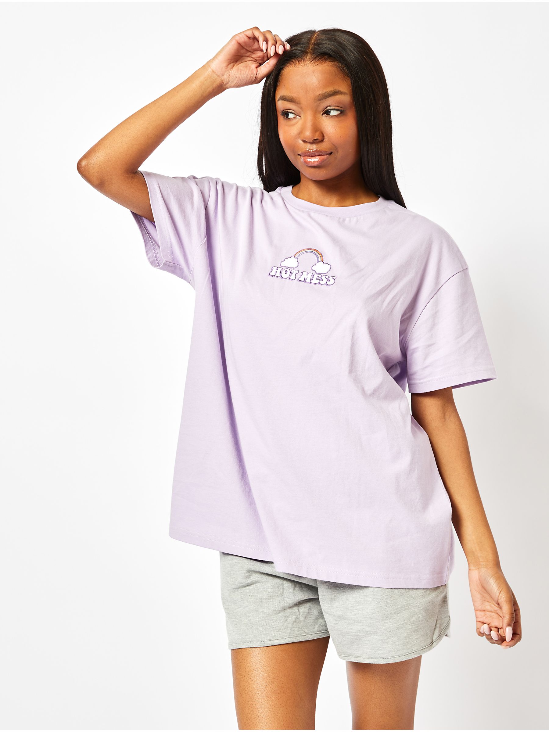 Buy Hot Mess Oversized Lilac T-Shirt from Next USA