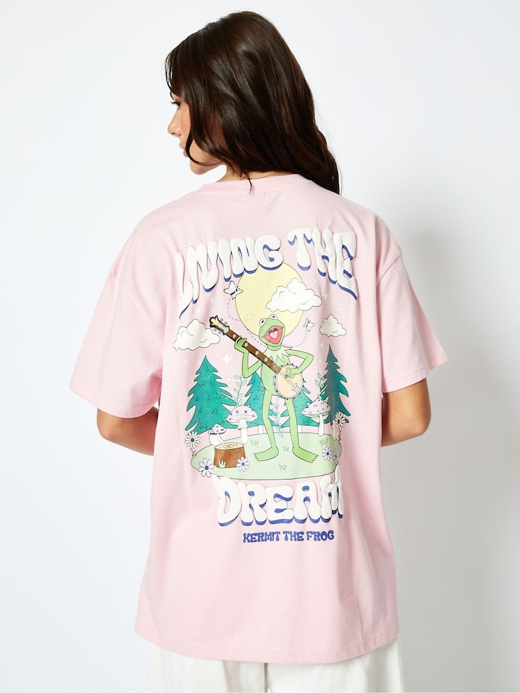 Disney Kermit Living the Dream T-Shirt in Pink - Image 2 of 4