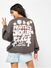 Protect Your Peace Acid Wash Oversized Sweatshirt - Image 4 of 5