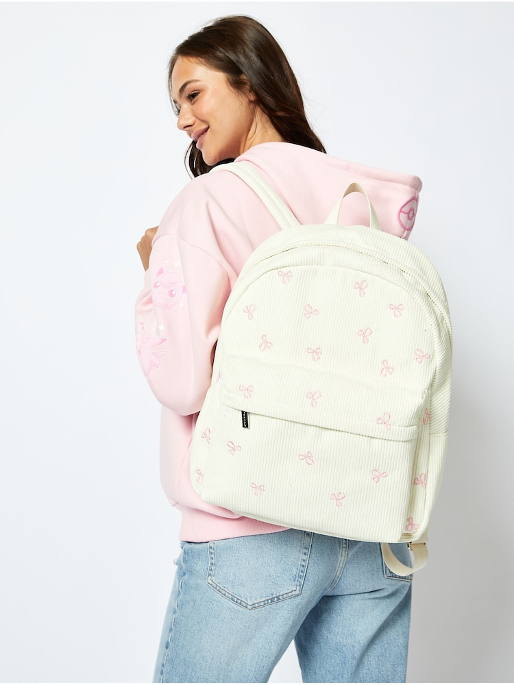 Skinnydip White Bow Embroidered Backpack - Image 1 of 2
