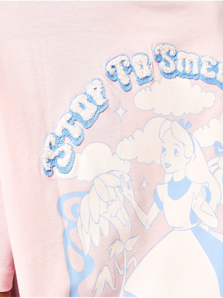 Disney Alice In Wonderland Flowers T-Shirt - Image 4 of 4