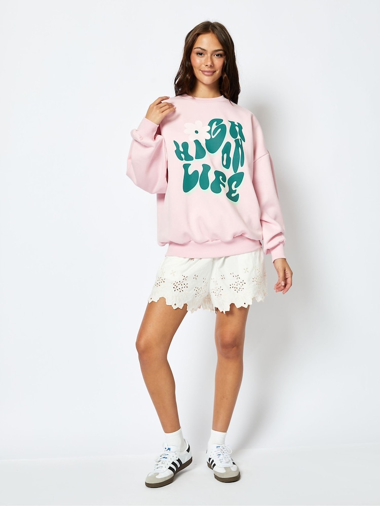 High On Life Sweatshirt in Pink - Image 1 of 4
