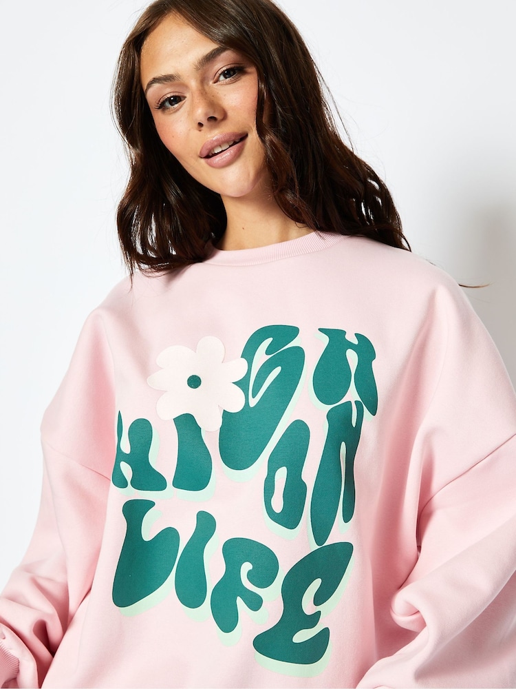 High On Life Sweatshirt in Pink - Image 4 of 4