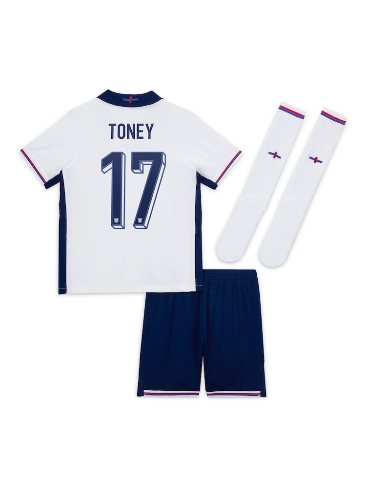 Nike White Kids England Home Stadium 2024 Little Mini Kit - Image 3 of 3