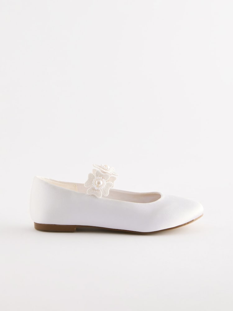 Weiß - Festliche Schuhe mit Ansteckblume - Bild 2 von 5