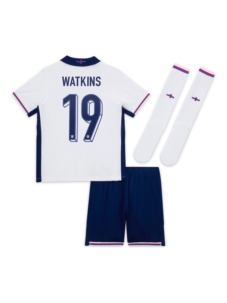 Nike White Watkins 19 Dri-FIT England Home Little Kids 3 Piece Football Kit - Image 2 of 3