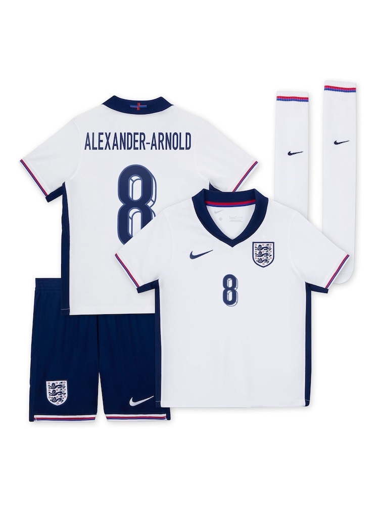Nike White Alexander-Arnold 8 Dri-FIT England Home Little Kids 3 Piece Football Kit - Image 1 of 3