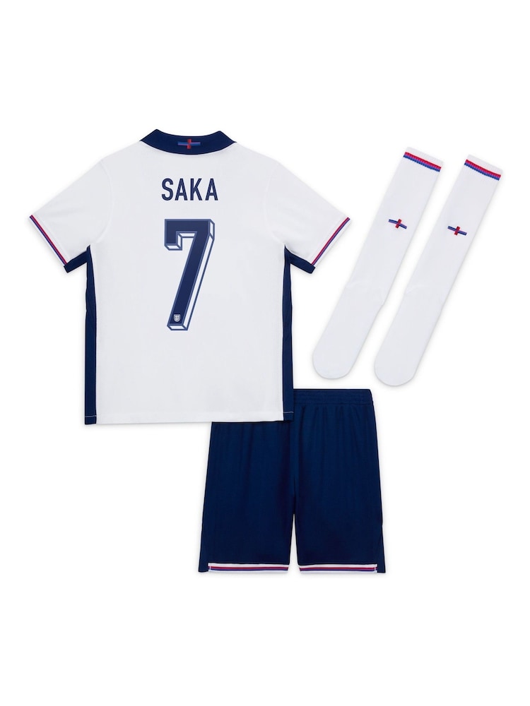 Nike White Saka 7 Dri-FIT England Home Little Kids 3 Piece Football Kit - Image 3 of 3