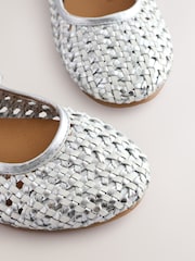White Leather Woven Mary Jane Shoes - Image 5 of 5