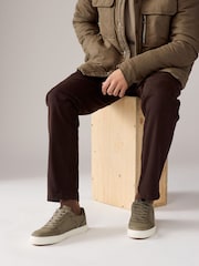 Khaki Green Lace-Up Low Trainers - Image 2 of 6