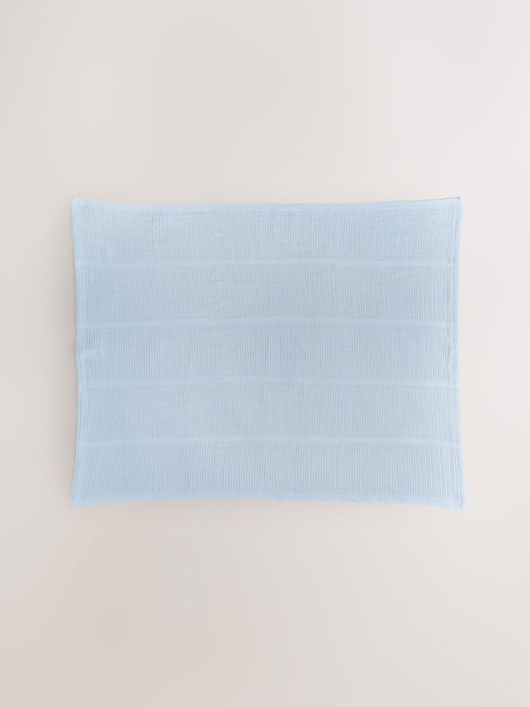 2 Pack Blue 100% Cotton Baby Cellular Blanket - Image 2 of 4