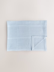 2 Pack Blue 100% Cotton Baby Cellular Blanket - Image 3 of 4