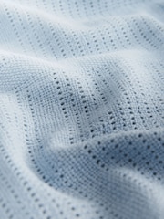2 Pack Blue 100% Cotton Baby Cellular Blanket - Image 4 of 4