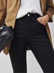 JD Williams Black High Waist Super Soft Slim Leg Denim Jeans - Image 3 of 4