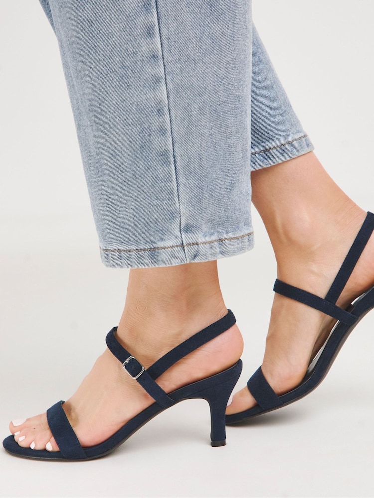 JD Williams Blue Extra Wide Fit Barely There Classic Kitten Heel Sandals in Wide Fit - Image 4 of 4