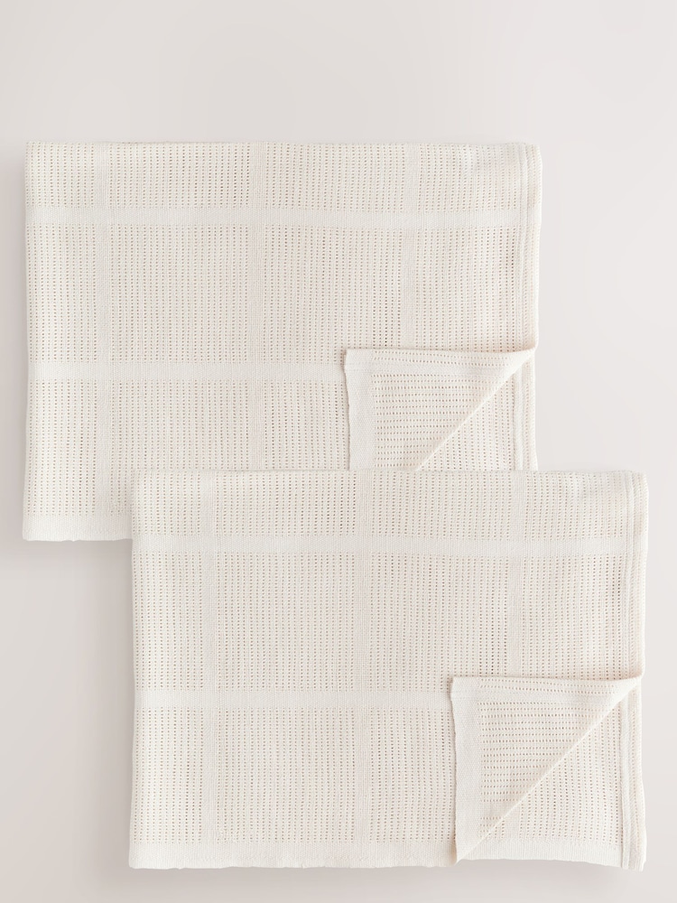 2 Pack Natural 100% Cotton Baby Cellular Blanket - Image 1 of 4