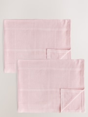 2 Pack Pink 100% Cotton Baby Cellular Blanket - Image 1 of 4