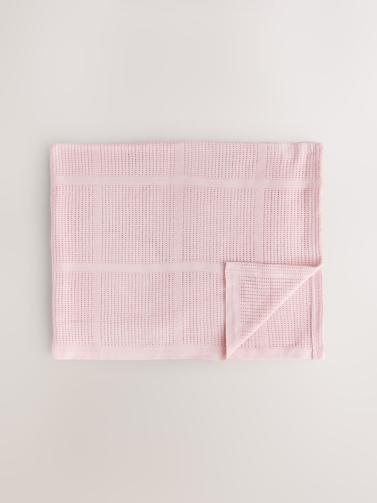 2 Pack Pink 100% Cotton Baby Cellular Blanket - Image 2 of 4