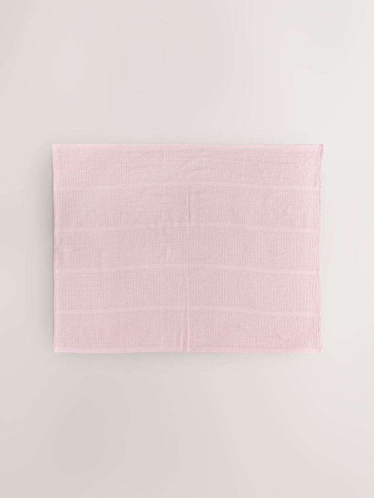 2 Pack Pink 100% Cotton Baby Cellular Blanket - Image 3 of 4