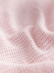 2 Pack Pink 100% Cotton Baby Cellular Blanket - Image 4 of 4