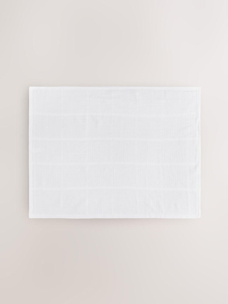 2 Pack White 100% Cotton Baby Cellular Blanket - Image 3 of 4
