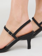 JD Williams Black Extra Wide Fit Barely There Classic Kitten Heel Sandals in Wide Fit - Image 3 of 4
