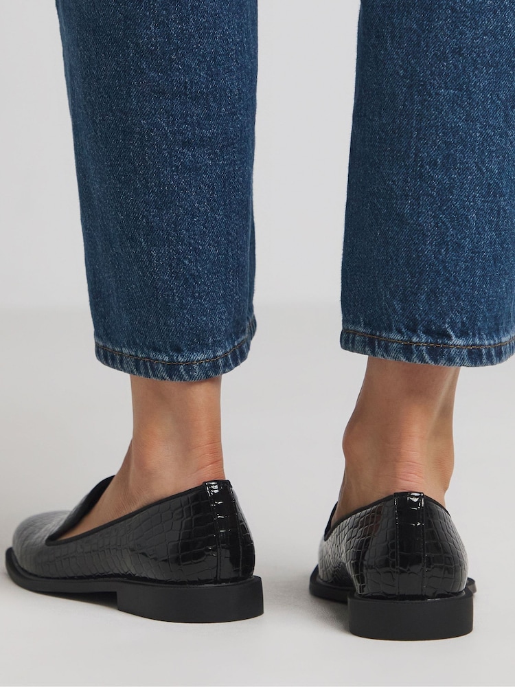 JD Williams Black Extra Wide Fit Classic Slipper Cut Plain Loafers - Image 2 of 5