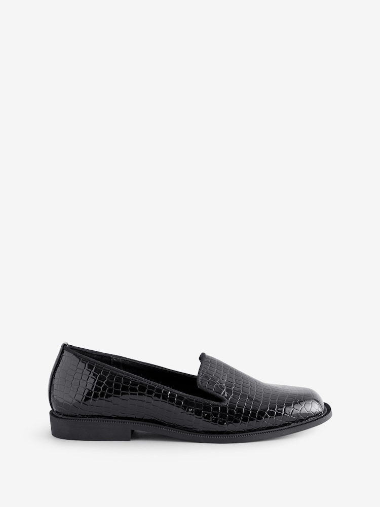 JD Williams Black Extra Wide Fit Classic Slipper Cut Plain Loafers - Image 5 of 5