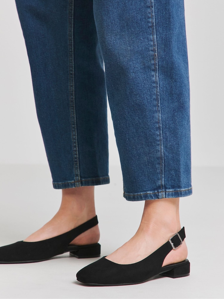 JD Williams Black Wide Fit Low Block Heel Slingback Shoes - Image 2 of 4