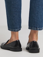 JD Williams Black Wide Fit Classic Slipper Cut Plain Loafers - Image 2 of 5
