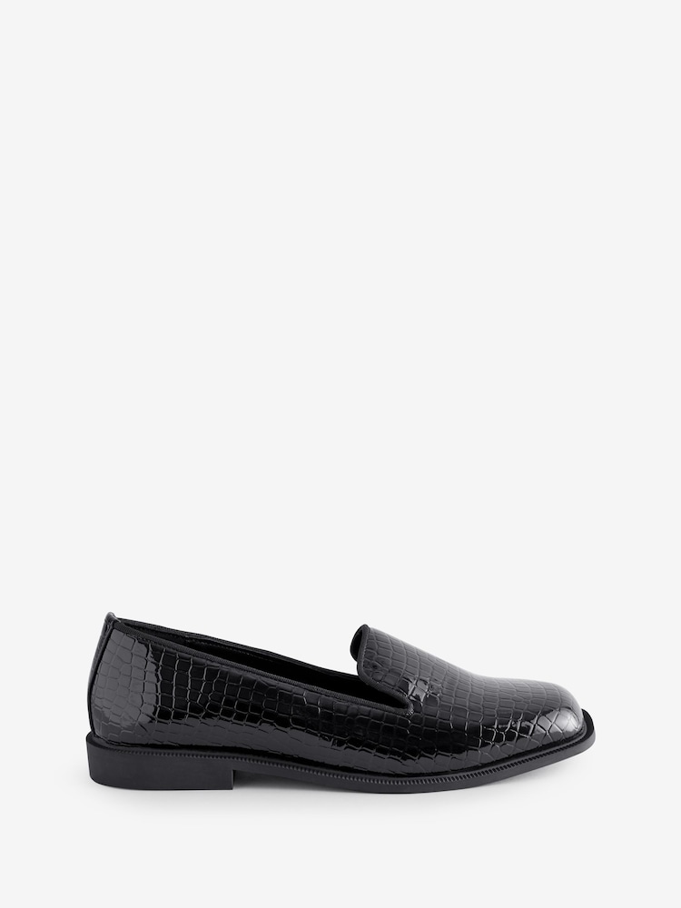 JD Williams Black Wide Fit Classic Slipper Cut Plain Loafers - Image 5 of 5