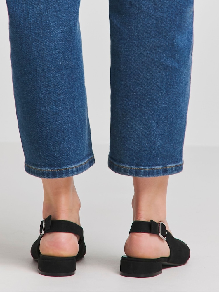 JD Williams Black Extra Wide Fit Low Block Heel Slingback Shoes - Image 4 of 4