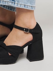 Zwart - Simply Be Wide Fit Knot Detail Platform Sandals - Image 4 of 5