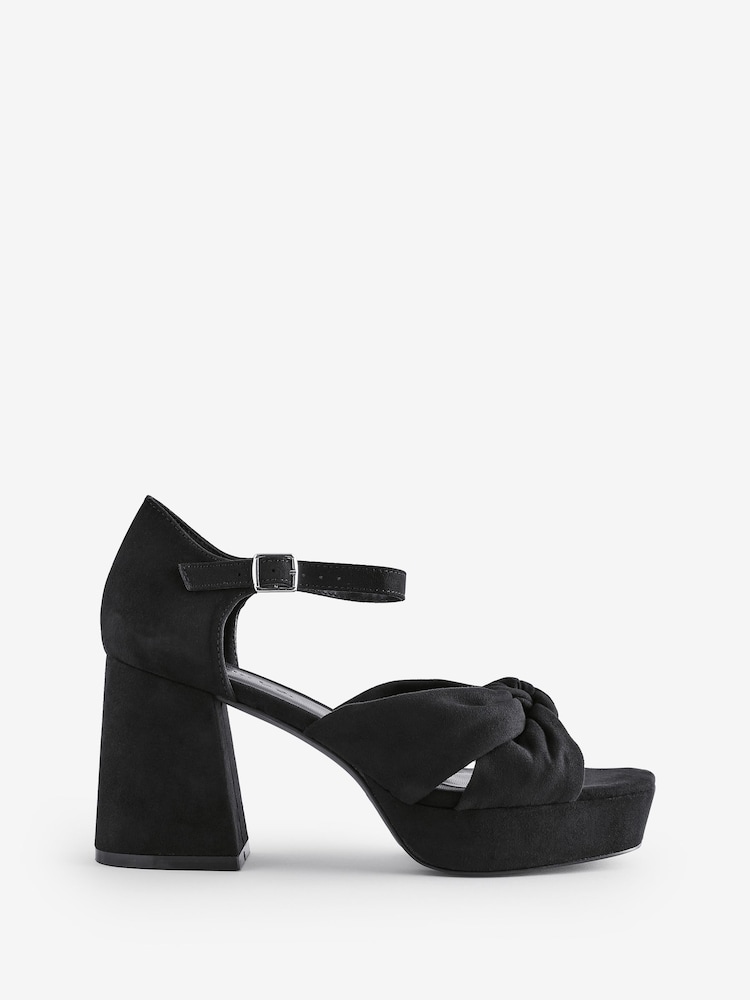 Zwart - Simply Be Wide Fit Knot Detail Platform Sandals - Image 5 of 5
