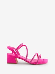 Simply Be Pink Extra Wide Fit Low Block Heel Diamante Strap Detail Sandals - Image 5 of 5
