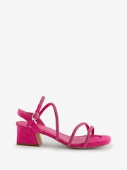 Roze - Simply Be - Sandalen met brede pasvorm, lage blokhak en diamanten banddetail - Image 5 of 5