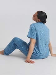 Simply Be Blue Pretty Lounge Pyjamas Set - Image 2 of 4